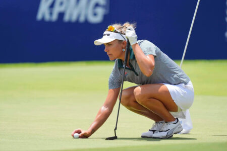 Lexi Thompson has a top and a shank to start windy third round at Women’s PGA with triple bogey