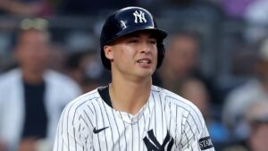 Anthony Volpe exits Friday's Yankees-Red Sox game after being hit on elbow