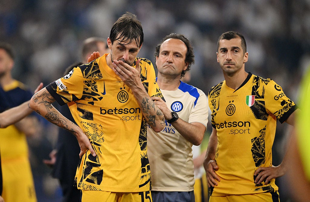 Francesco Acerbi of Inter looks dejected after the final whistle