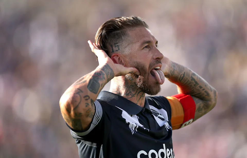 PASADENA, CALIFORNIA - JUNE 17: Sergio Ramos of  CF Monterrey celebrates after scoring during the FIFA Club World Cup 2025 group E match between CF Monterrey and FC Internazionale Milano at Rose Bowl Stadium on June 17, 2025 in Pasadena, California. (Photo by Stu Forster/Getty Images)