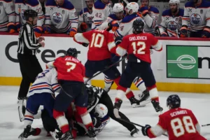 Three takeaways: Fights, penalties take over Game 3, Ekblad shines in Panthers rout of Oilers
