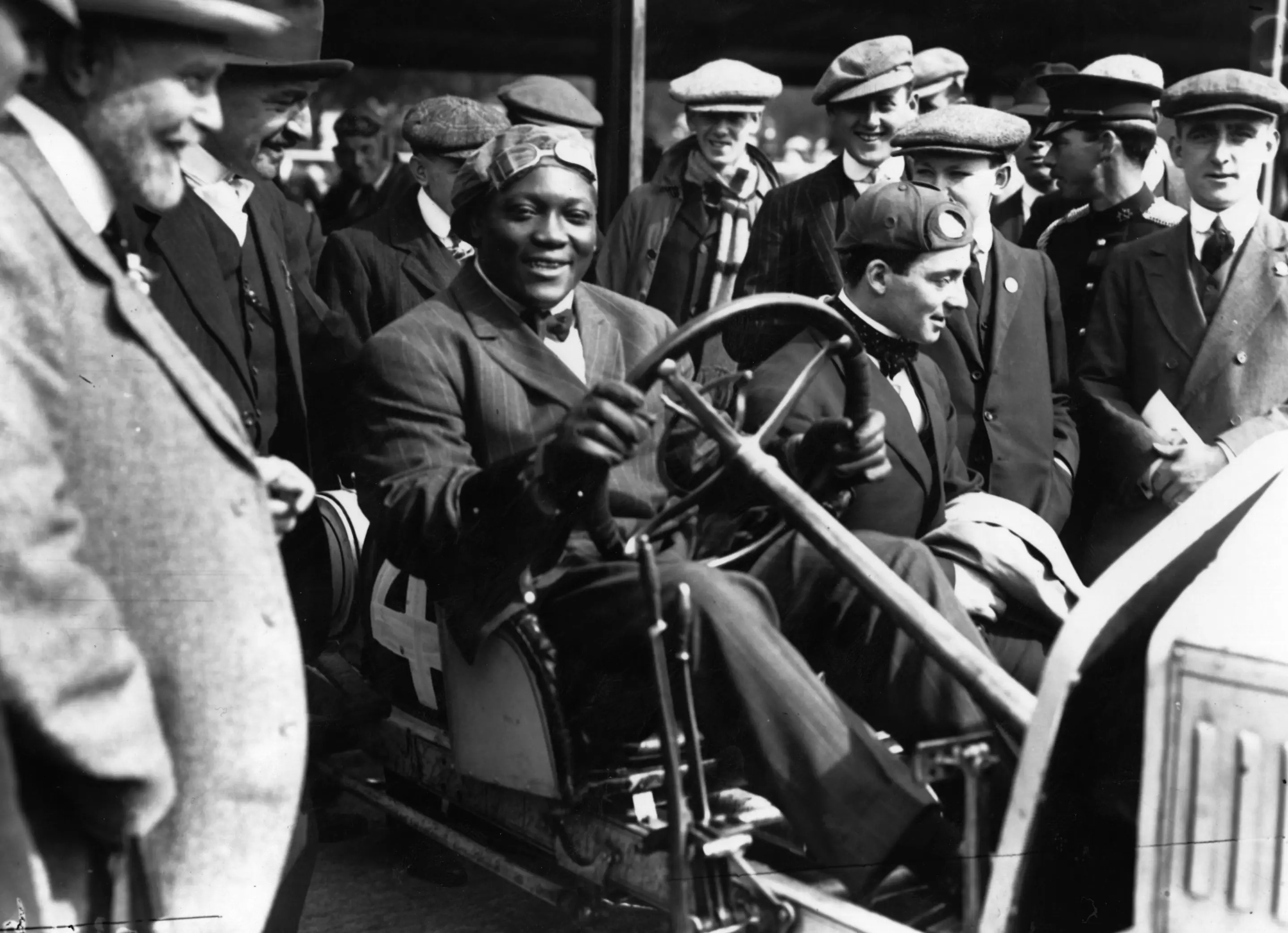Jack Johnson (1878 - 1946) of the USA, one of the greatest yet most unpopular Heavyweight boxers of all time. In 1908 he took the world title from Tommy Burns and held on to it until Jess Willard beat him in 1915. (Photo by Topical Press Agency/Hulton Archive/Getty Images)