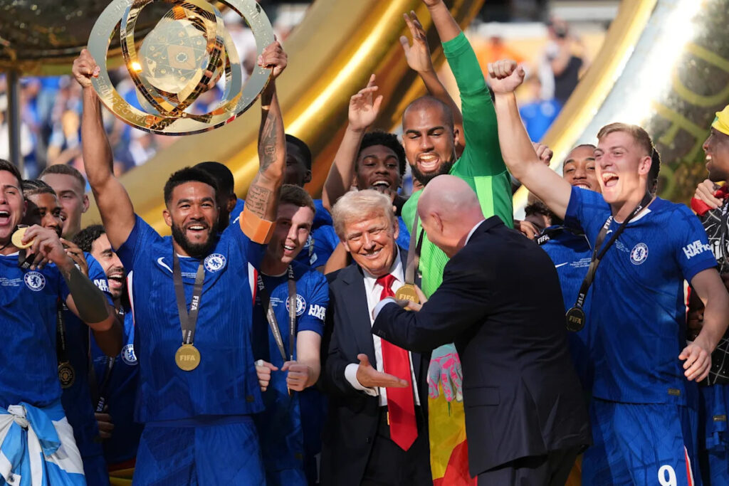 Trump takes part in Club World Cup ceremony, stays front and center for Chelsea’s trophy lift