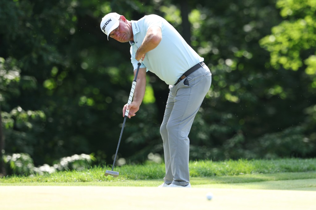 Lucas Glover of the United States putts on the 12th green during the first round of the John Deere Classic 2025 at TPC Deere Run on July 03, 2025 in Silvis, Illinois.