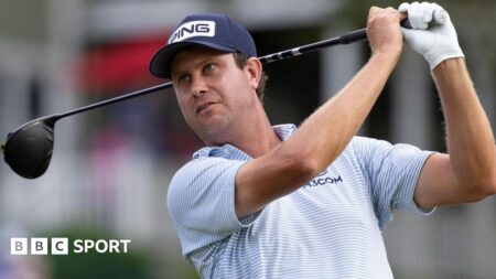 US golfer Harris English waits on caddie after visa problems following historic drugs conviction