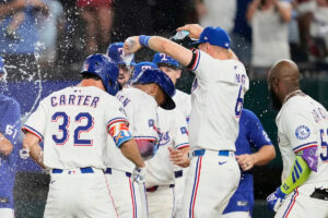 Rangers 2B Marcus Semien delivers walk-off single after taking 95 mph fastball to helmet