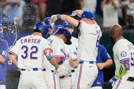 Rangers 2B Marcus Semien delivers walk-off single after taking 95 mph fastball to helmet