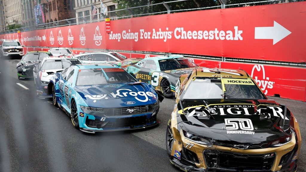 Carson Hocevar crash damages seven cars