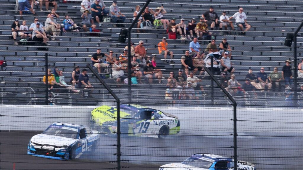 Austin Hill earns penalty for contact with Aric Almriola at NASCAR Xfinity Indianapolis