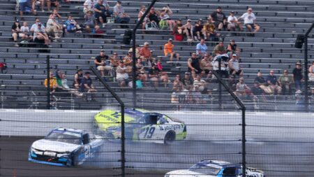 Austin Hill earns penalty for contact with Aric Almriola at NASCAR Xfinity Indianapolis
