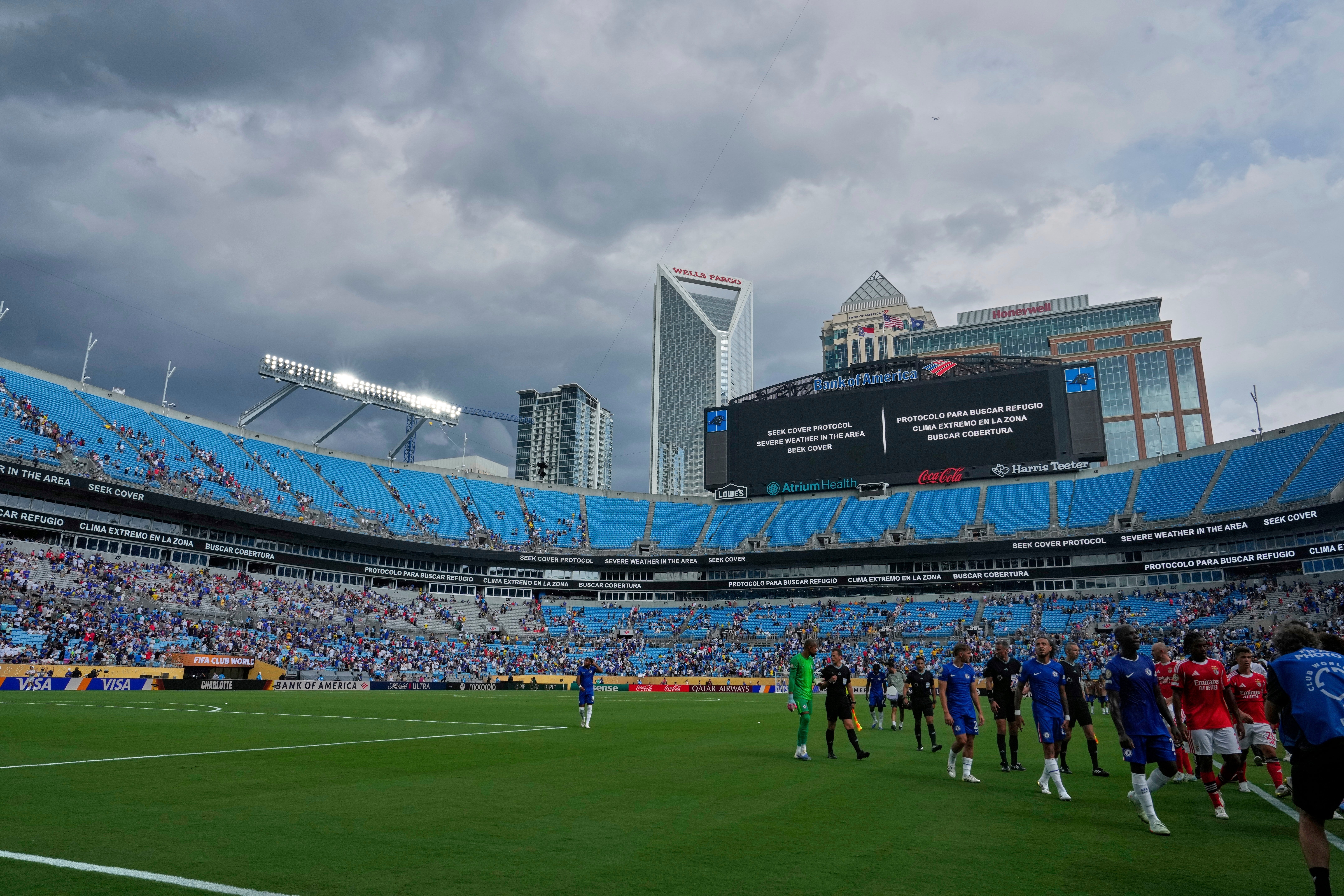 Chelsea’s clash with Benfica endured a two-hour weather delay