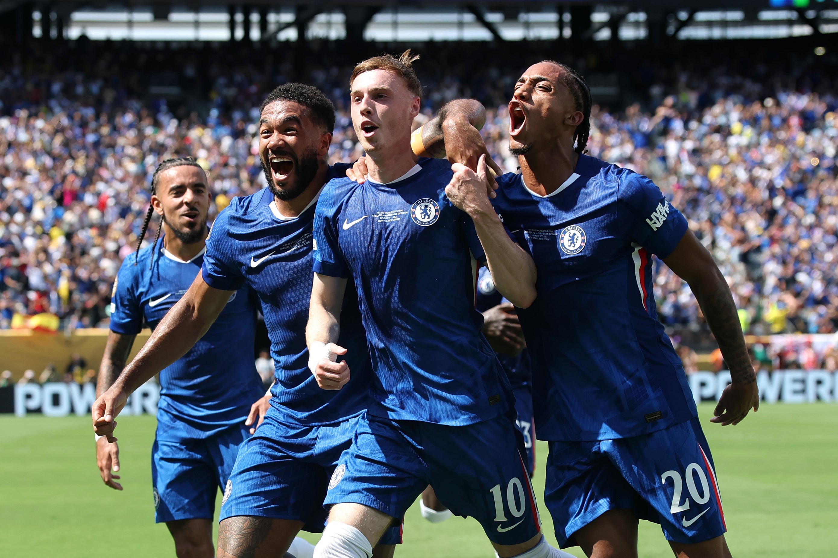 Cole Palmer celebrates after scoring Chelsea's second goal