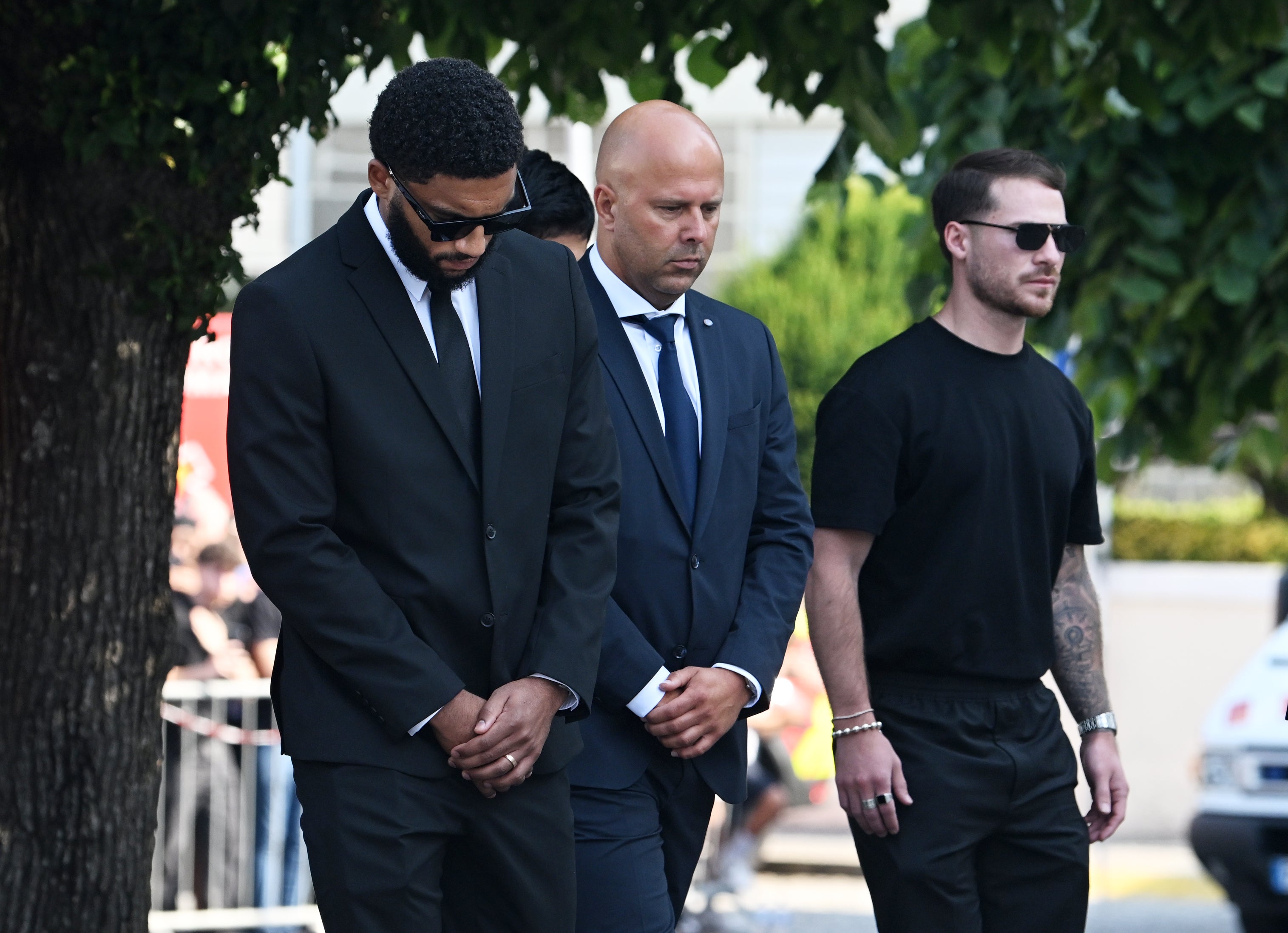 Liverpool’s Joe Gomez and Arne Slot arrive
