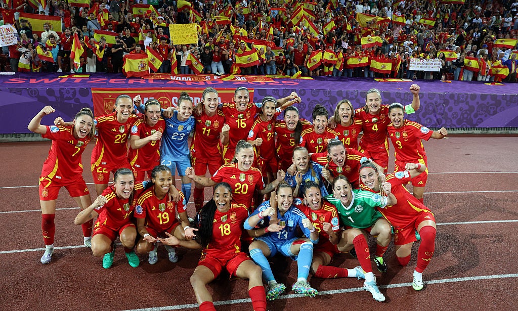 Spain celebrate their first ever Euros final
