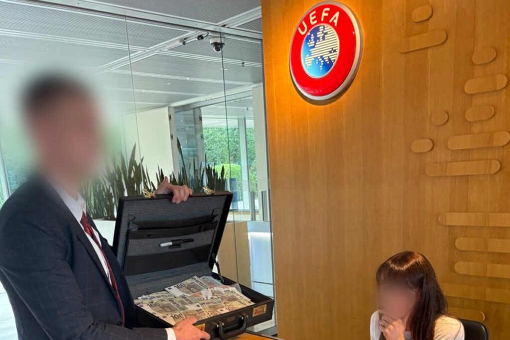 Crystal Palace ultras deliver suitcase of fake money to Uefa HQ in protest to Europa League ruling