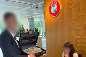 Crystal Palace ultras deliver suitcase of fake money to Uefa HQ in protest to Europa League ruling