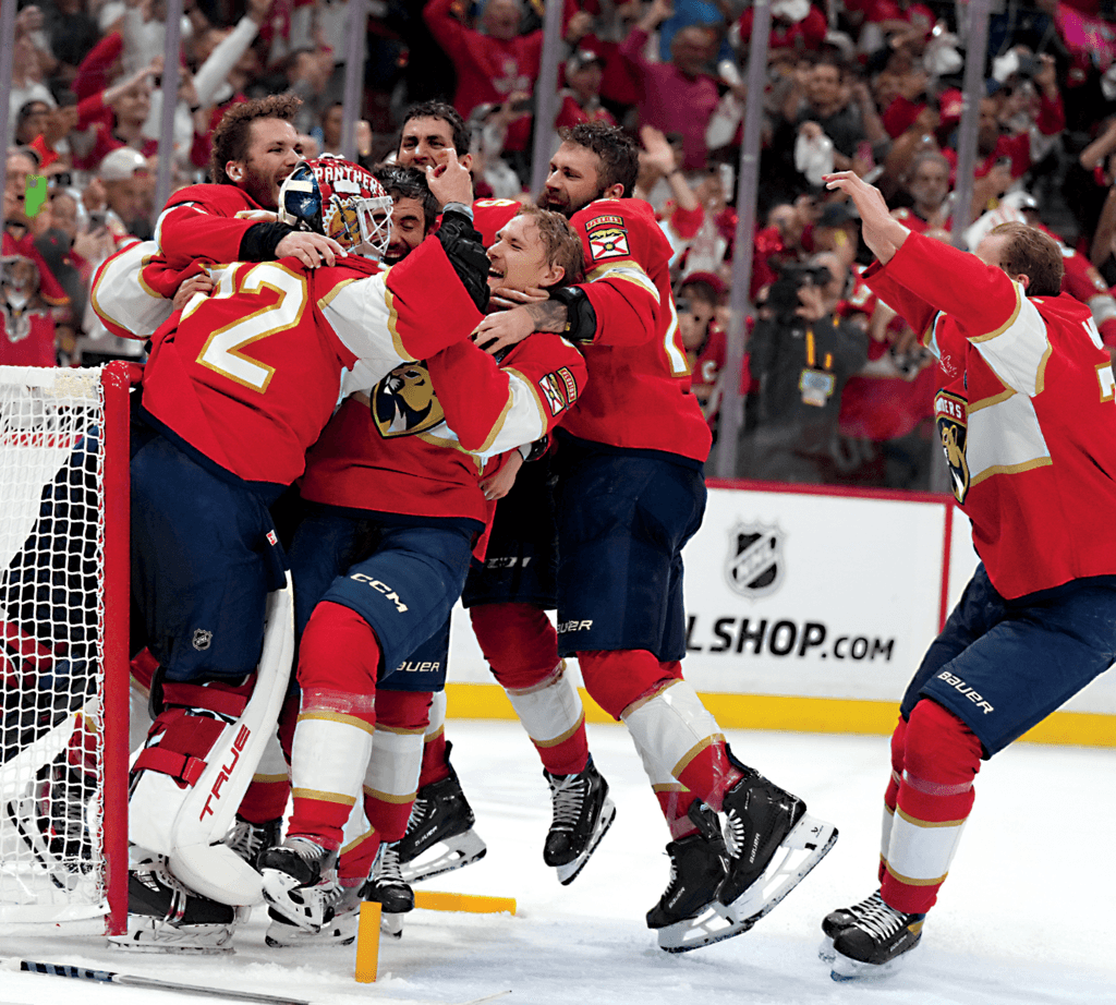 The Florida Panthers celebrate winning the Stanley Cup in Game 6. (Jim Rassol-Imagn Images)