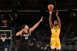 Bronny James scores 10 in his summer league debut as Lakers beat Heat