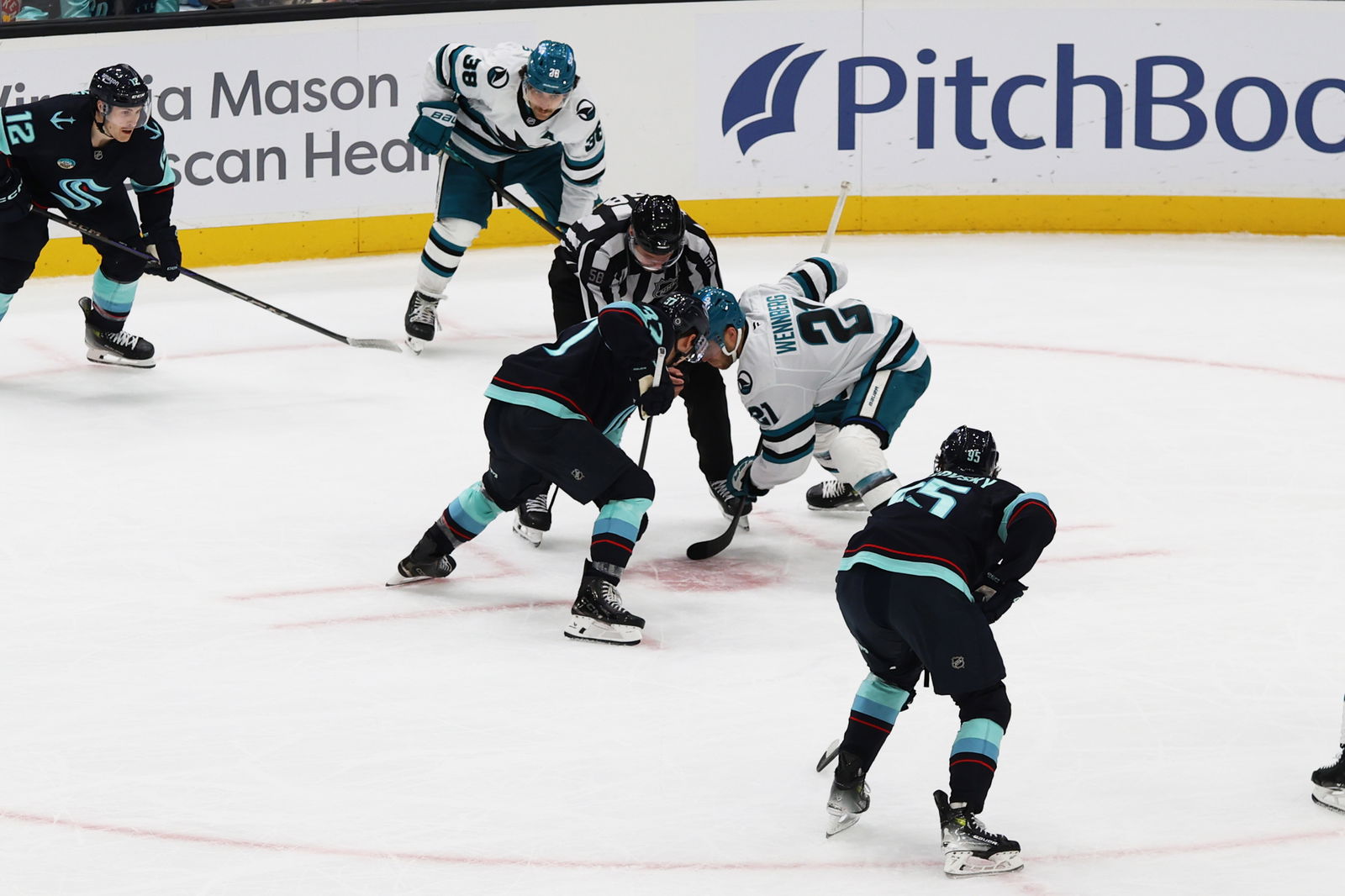 November 30th, 2024: Alexander Wennberg Faces Off With Yanni Gourde photo by Candace Kludt | Come As You Are Hockey