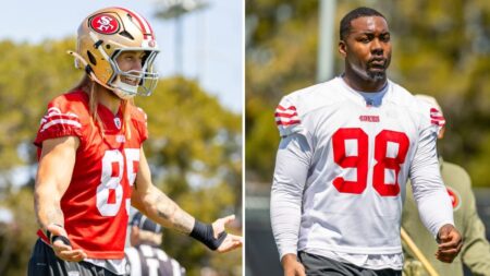 George Kittle reveals funny Mykel Williams 49ers practice feud – NBC Sports Bay Area & California