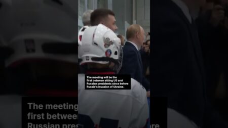 Putin meets young ice hockey team before talks with Trump