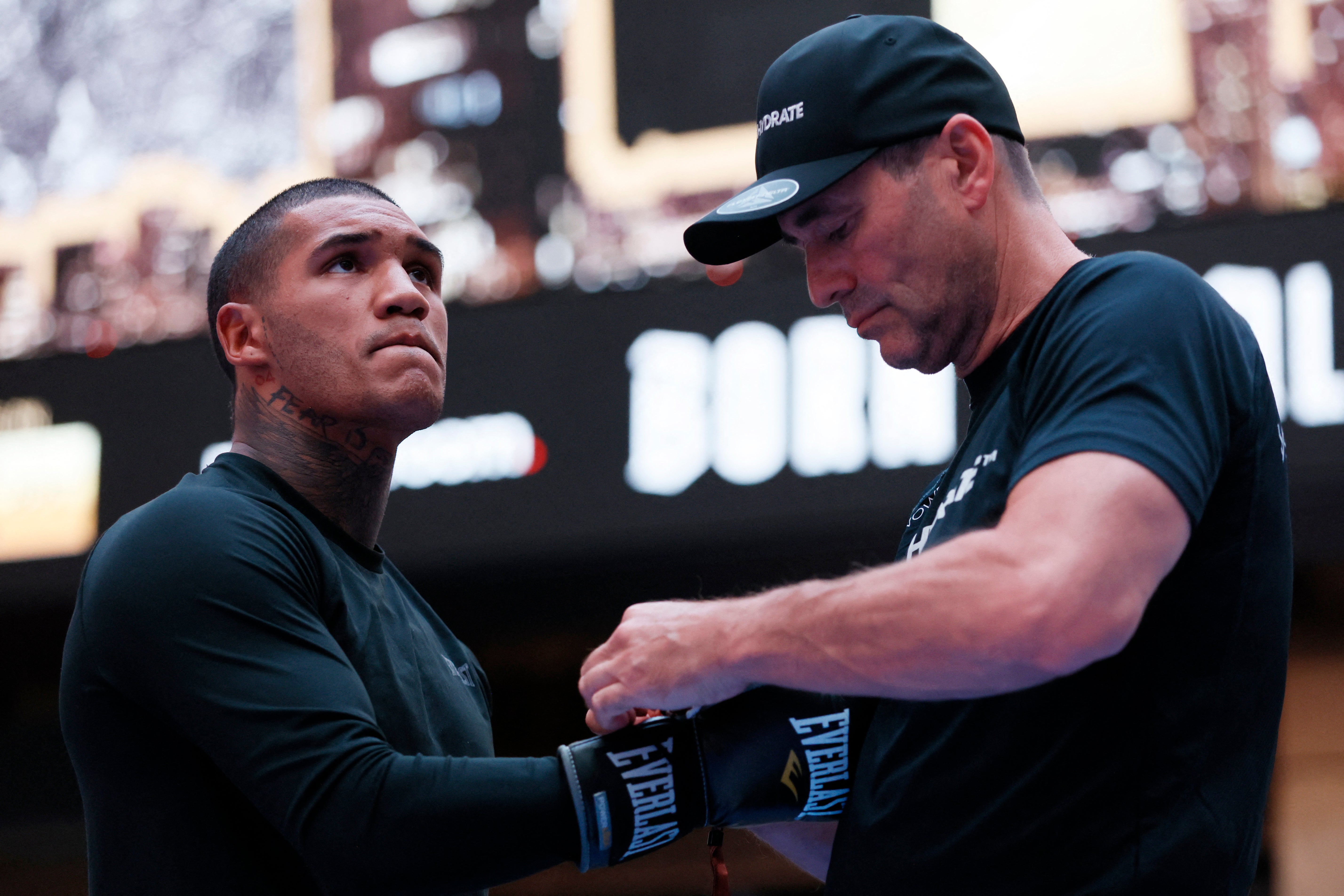 Tony Sims (right) trains Conor Benn among others
