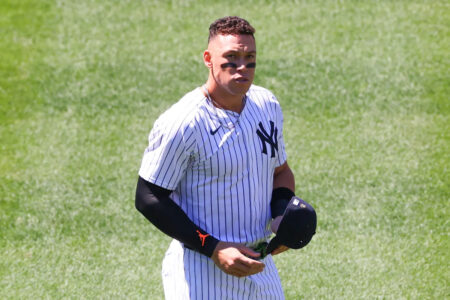 Yankees star Aaron Judge throws, still not ready to return to outfield amid arm injury