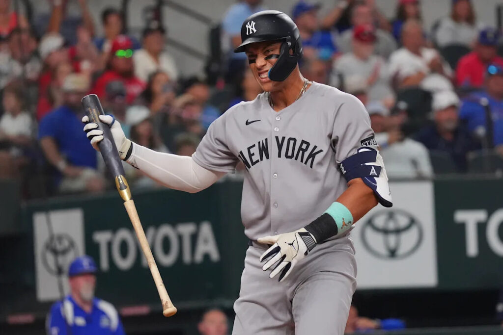 Aaron Judge strikes out twice in return from IL, Yankees shut out by Rangers for fifth straight loss