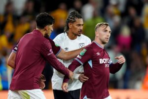 Jarrod Bowen clashes with fan after West Ham knocked out of Carabao Cup by Wolves