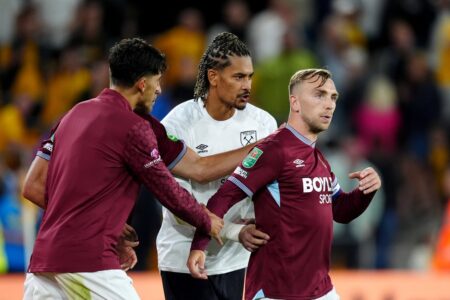 Jarrod Bowen clashes with fan after West Ham knocked out of Carabao Cup by Wolves