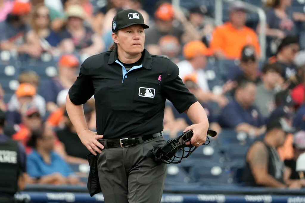 MLB’s first female umpire Jen Pawol makes debut; checks Braves’ Hurston Waldrep for illegal substances in first inning