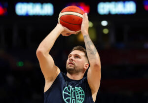 Lakers all in with Luka Dončić as Jeanie Buss and Rob Pelinka travel to Poland to watch him play for Slovenia