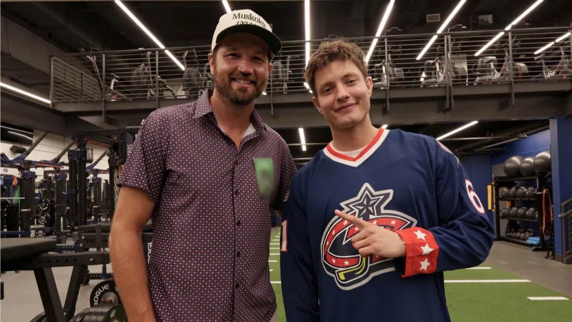 Matt Rife Wears Blue Jackets Jersey At Hometown Comedy Show