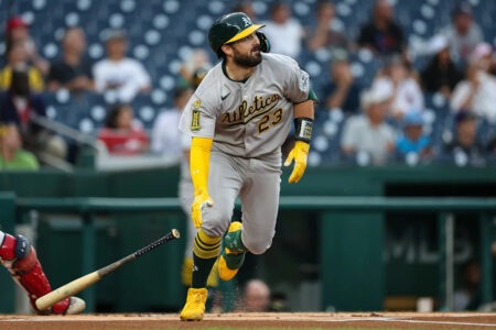 Athletics C Shea Langeliers posts historic 3-HR game in first career appearance as leadoff hitter