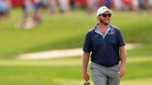 Harry Higgs banks shot off grandstand for eagle at Wyndham Championship
