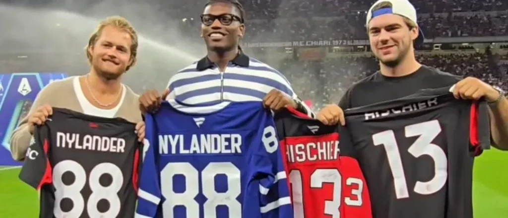 William Nylander Swaps Jerseys With AC Milan’s Rafael Leão as NHL–Serie A Media Collaboration Grows