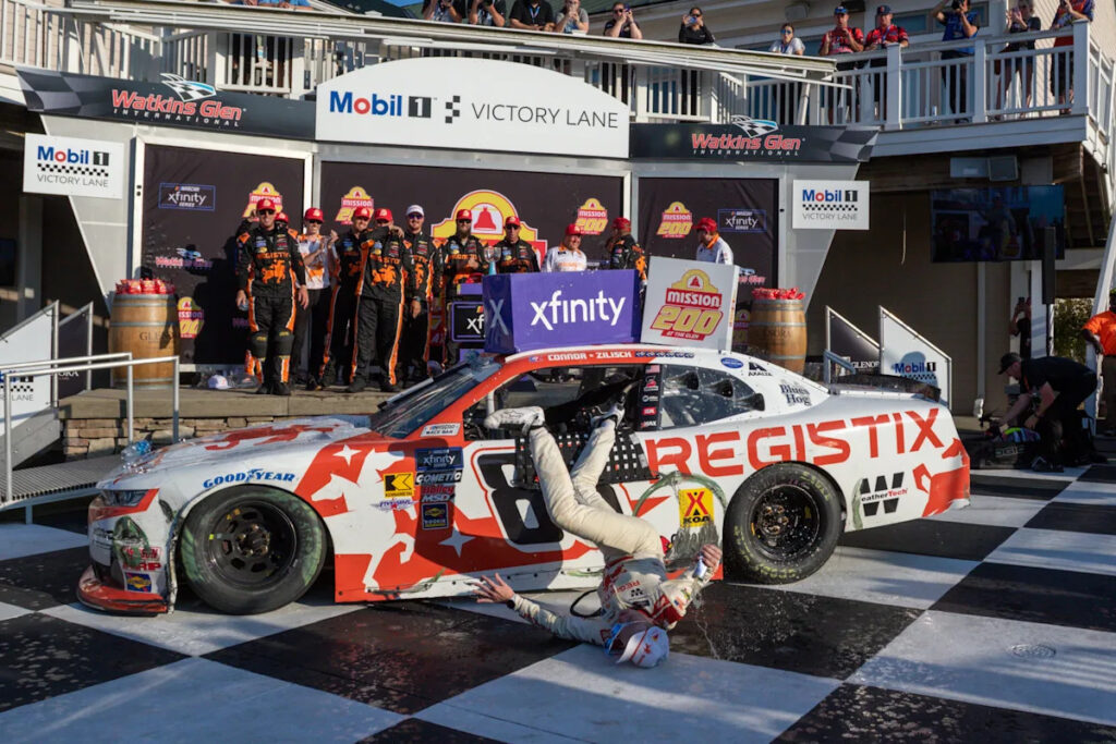 NASCAR’s Connor Zilisch breaks collarbone after falling from atop car celebrating Xfinity Series win