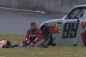 NASCAR driver’s feet “engulfed in flames” in frantic escape