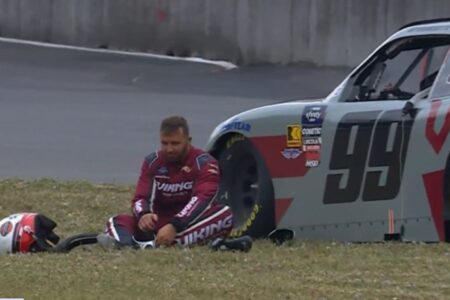 NASCAR driver’s feet “engulfed in flames” in frantic escape