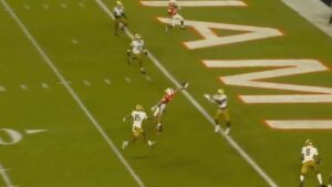 WATCH: Miami’s CJ Daniels makes insane one-handed catch to turn potential Carson Beck interception into score