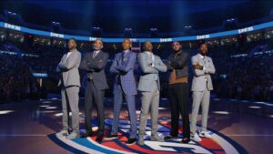 NBC introduces its legendary lineup of NBA analyst talent for season tip-off — while Thunder stars look on