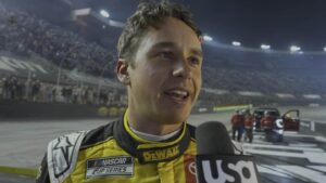 Christopher Bell wins Bristol on late restart; Joe Gibbs Racing sweeps first round of playoffs