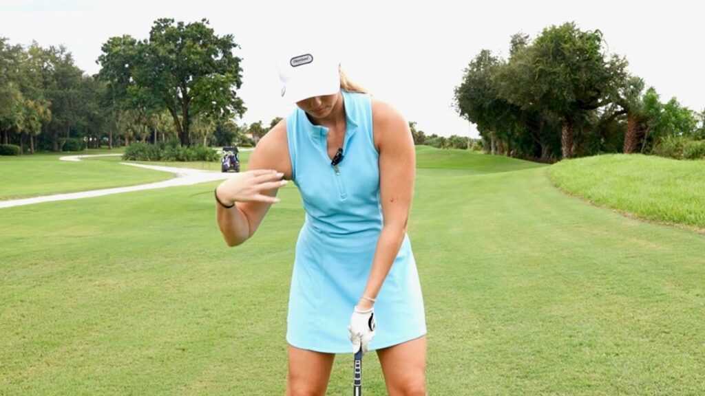 The secret to hitting off of a sloped lie