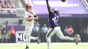 Jake Browning is 30th in the NFL in passes thrown, but first in interceptions