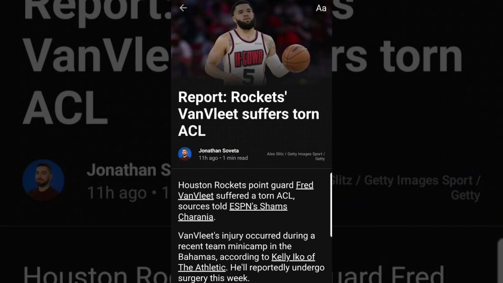 Fred VanVleet suffers torn ACL #nba #nbanews #basketball #houstonrockets #shorts