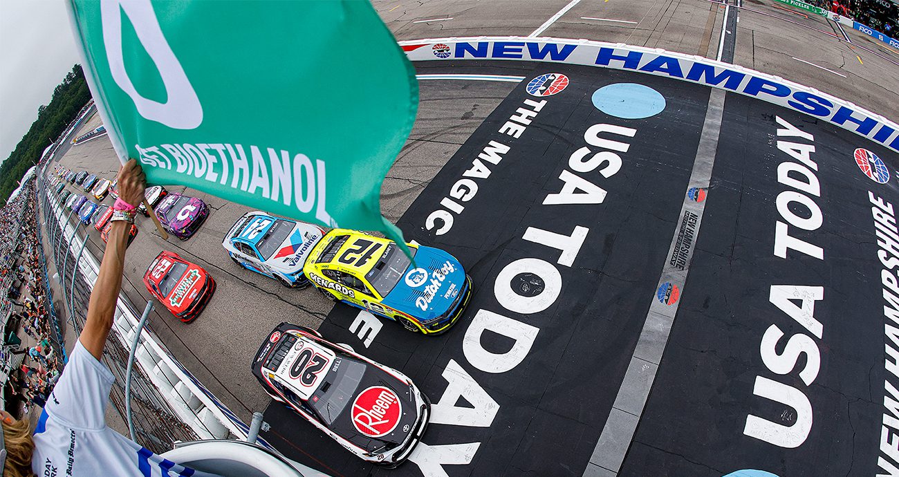 Cars take the green flag to start the NASCAR Cup Series USA Today 301 at New Hampshire Motor Speedway on June 23, 2024 in Loudon, New Hampshire. (Photo by Sean Gardner/Getty Images)