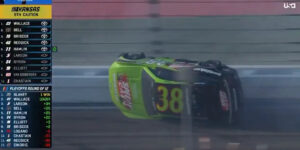 NASCAR: Zane Smith’s car flips over after riding the wall in late-race crash at Kansas before surprise win by Chase Elliott