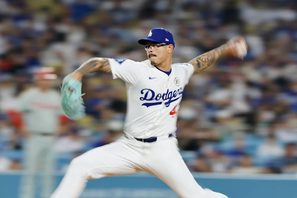 Dodgers pitcher Anthony Banda throws from the mound during a loss to the Phillies at Dodger Stadium on Monday.