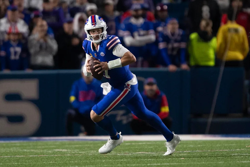 Buffalo Bills quarterback Josh Allen looks to pass during a win over the Baltimore Ravens in Week 1.