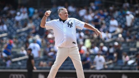 PGA of America president Don Rea throws out first pitch